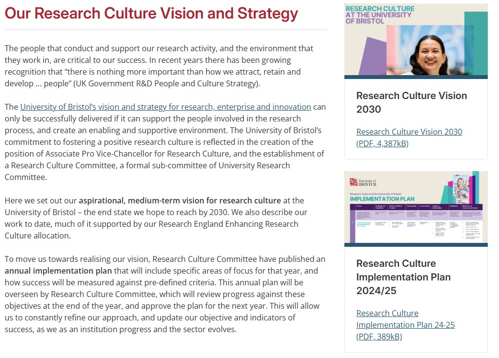Research Vision Examples Research Culture Vision and Strategy | OER Commons