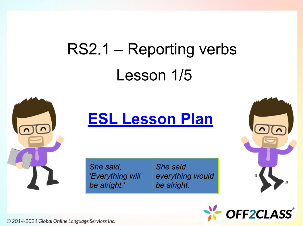 Reporting Verbs – Free ESL Lesson Plan | OER Commons