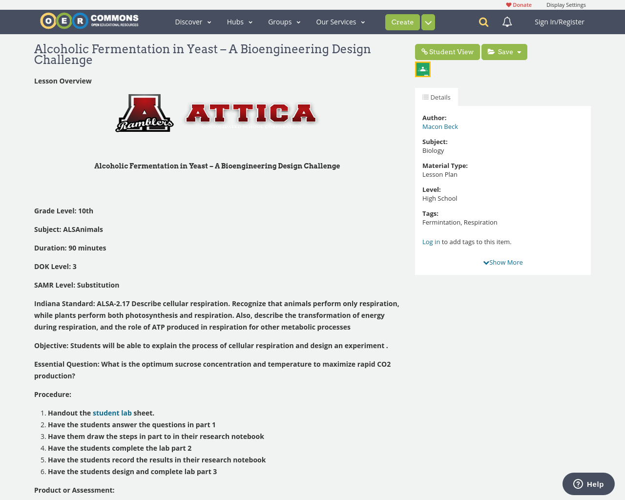 Alcoholic Fermentation in Yeast A Bioengineering Design Challenge