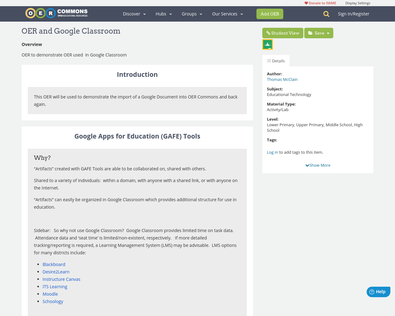 OER and Google Classroom | OER Commons