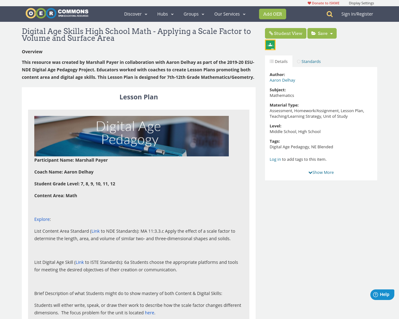 Digital Age Skills High School Math Applying a Scale Factor to Volume