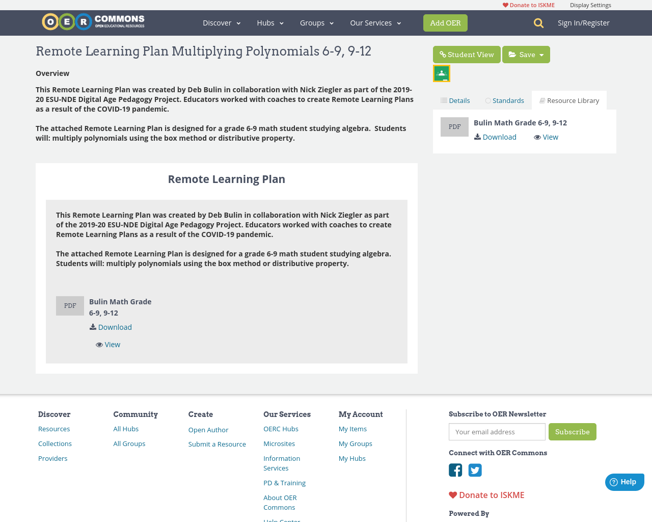 Remote Learning Plan Multiplying Polynomials 69, 912 OER Commons