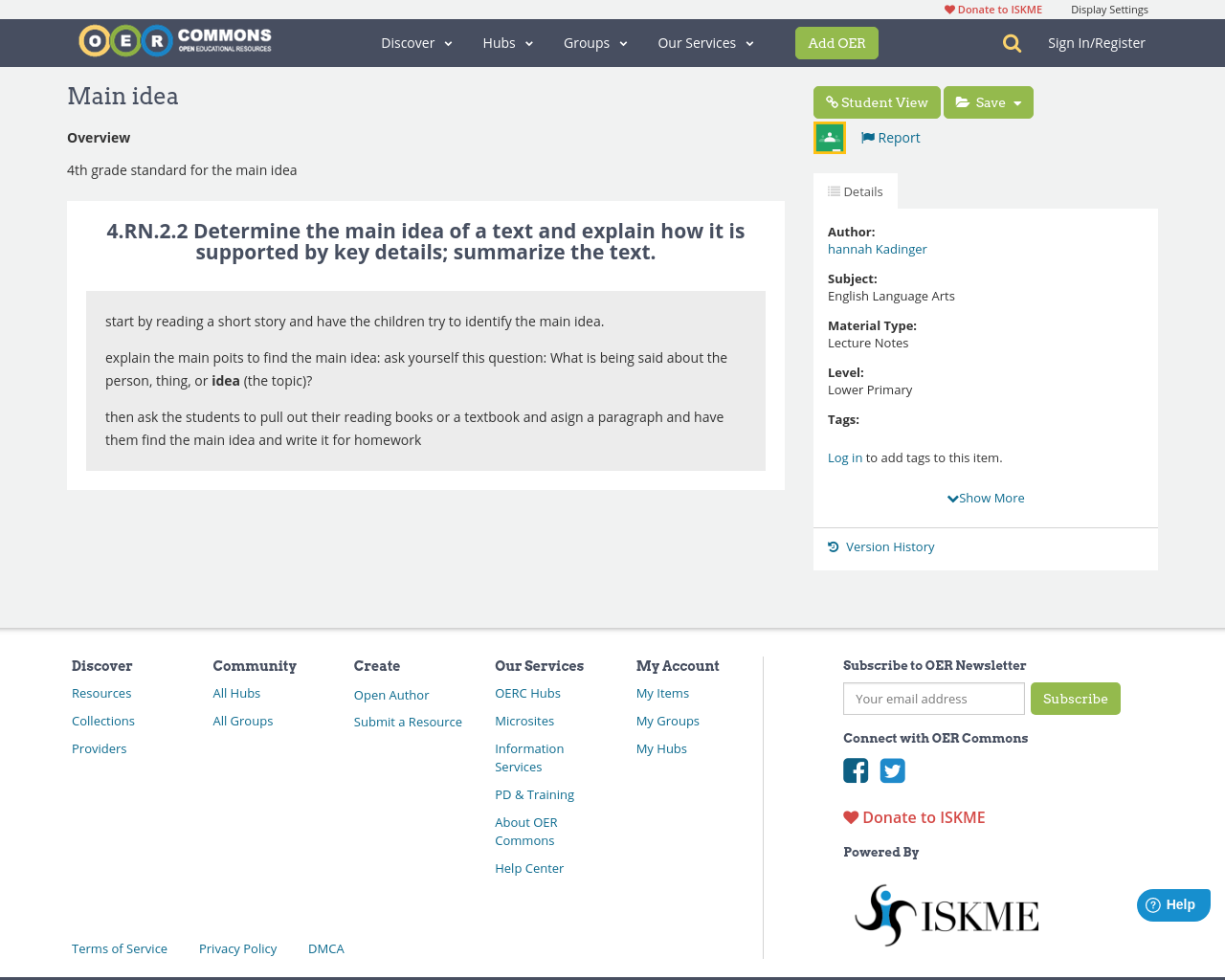 Main idea | OER Commons