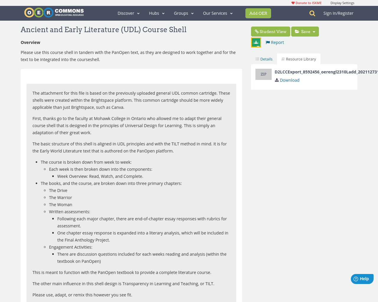 Ancient and Early Literature (UDL) Course Shell | OER Commons