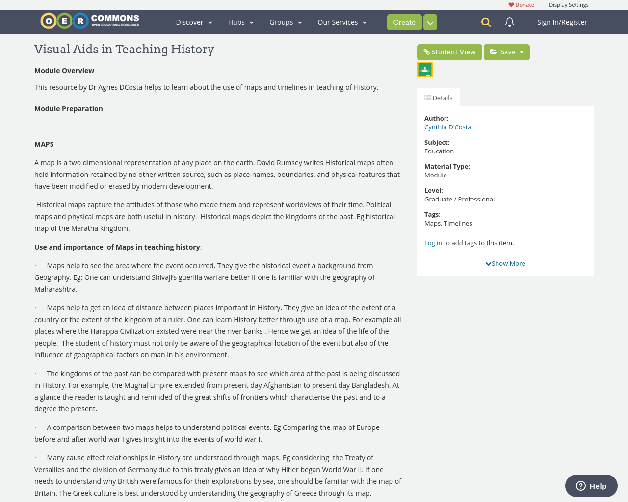 Visual Aids in Teaching History OER Commons
