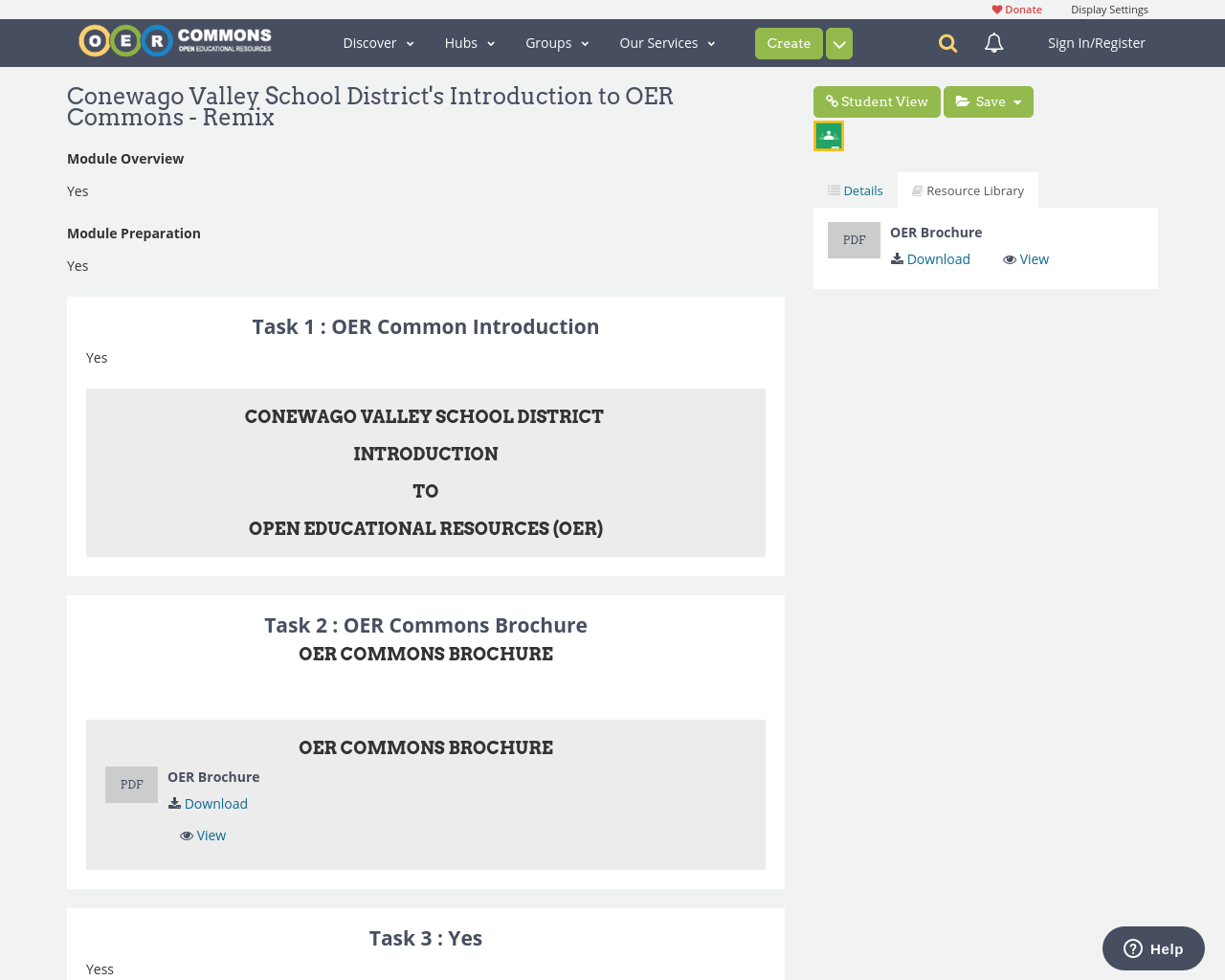Conewago Valley School District's Introduction to OER Commons Remix