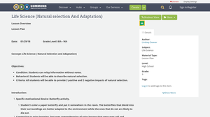 Life Science (Natural selection And Adaptation) | OER Commons
