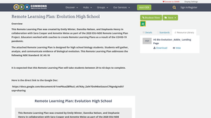 Remote Learning Plan: Evolution High School | OER Commons