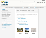 Basic Spelling Lists - Adult ESOL Basic Spelling Lists - Adult ESOL