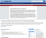 Community in the Classroom: Part 2 (Cooperative Planning) Community in the Classroom: Part 2 (Cooperative Planning)
