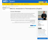 MAE 91: Introduction to Thermodynamics (English) MAE 91: Introduction to Thermodynamics (English)