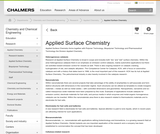 Chalmers University of Technology: Department of Applied Surface Chemistry