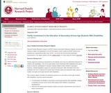Family Involvement in the Education of Secondary-School-Age Students With Disabilities Family Involvement in the Education of Secondary-School-Age Students With Disabilities