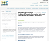 Find What You Need Online: Where to Access the Internet and How to Search for Resources Find What You Need Online: Where to Access the Internet and How to Search for Resources