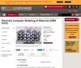 Atomistic Computer Modeling of Materials (SMA 5107), Spring 2005 Atomistic Computer Modeling of Materials (SMA 5107), Spring 2005
