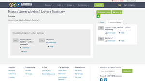 Honors Linear Algebra 1 Lecture Summary | OER Commons
