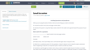 Lead in notes | OER Commons