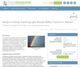 Exploring Light: Absorb, Reflect, Transmit or Refract? Exploring Light: Absorb, Reflect, Transmit or Refract?
