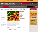 Nanomechanics of Materials and Biomaterials, Spring 2007 Nanomechanics of Materials and Biomaterials, Spring 2007