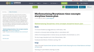 Mathematizing Storytimes: time concepts storytime lesson plan | OER Commons