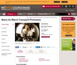 Nano-to-Macro Transport Processes, Spring 2012 Nano-to-Macro Transport Processes, Spring 2012