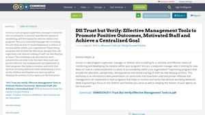 D11 Trust but Verify: Effective Management Tools to Promote Positive ...