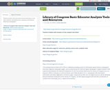 Library of Congress Basic Educator Analysis Tools and Resources Library of Congress Basic Educator Analysis Tools and Resources