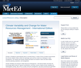 Climate Variability and Change for Water Resources Management - International Edition Climate Variability and Change for Water Resources Management - International Edition