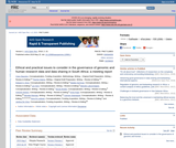 Ethical and practical issues to consider in the governance of genomic and human research data and data sharing in South Africa Ethical and practical issues to consider in the governance of genomic and human research data and data sharing in South Africa