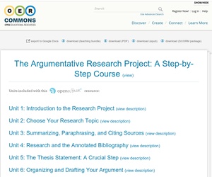 The Argumentative Research Project: A Step-by-Step Course | OER Commons