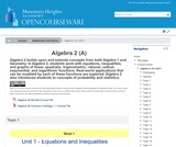 Algebra 2 (A) Algebra 2 (A)