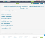 Concepts of Biology by Rice University Textbook Resources for Biology I Concepts of Biology by Rice University Textbook Resources for Biology I