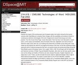 Technologies of Word 1450-2000, Fall 2002 Technologies of Word 1450-2000, Fall 2002
