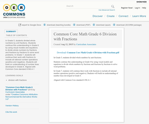 Common Core Math Grade 6 Division with Fractions | OER Commons