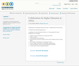 Collaboration for Higher Education in Africa Collaboration for Higher Education in Africa