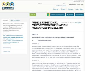 WP.12.1 ADDITIONAL TEST OF TWO POPULATION VARIANCES PROBLEMS | OER Commons