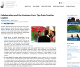 Collaboration and the Common Core: Tips from Teacher Leaders Collaboration and the Common Core: Tips from Teacher Leaders