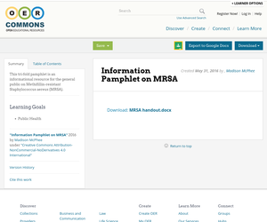 Information Pamphlet on MRSA | OER Commons