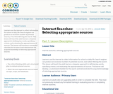 Internet Searches: Selecting appropriate sources Internet Searches: Selecting appropriate sources