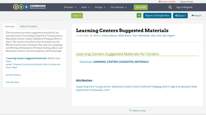 Learning Centers Suggested Materials | OER Commons