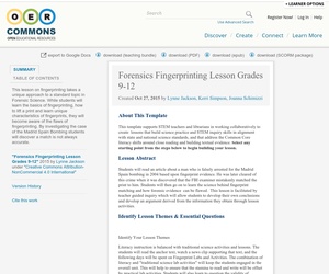 Forensics Fingerprinting Lesson Grades 9-12 | OER Commons