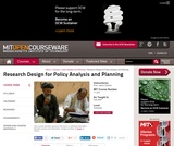 Research Design for Policy Analysis and Planning, Fall 2007 Research Design for Policy Analysis and Planning, Fall 2007