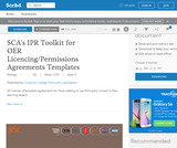 Intellectual Property Rights (IPR) Toolkit for OER Licencing/Permissions Agreements Templates Intellectual Property Rights (IPR) Toolkit for OER Licencing/Permissions Agreements Templates