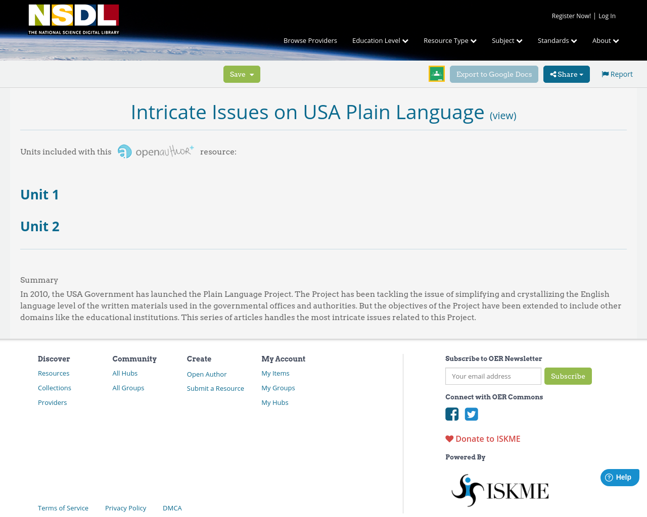 Intricate Issues on USA Plain Language | OER Commons