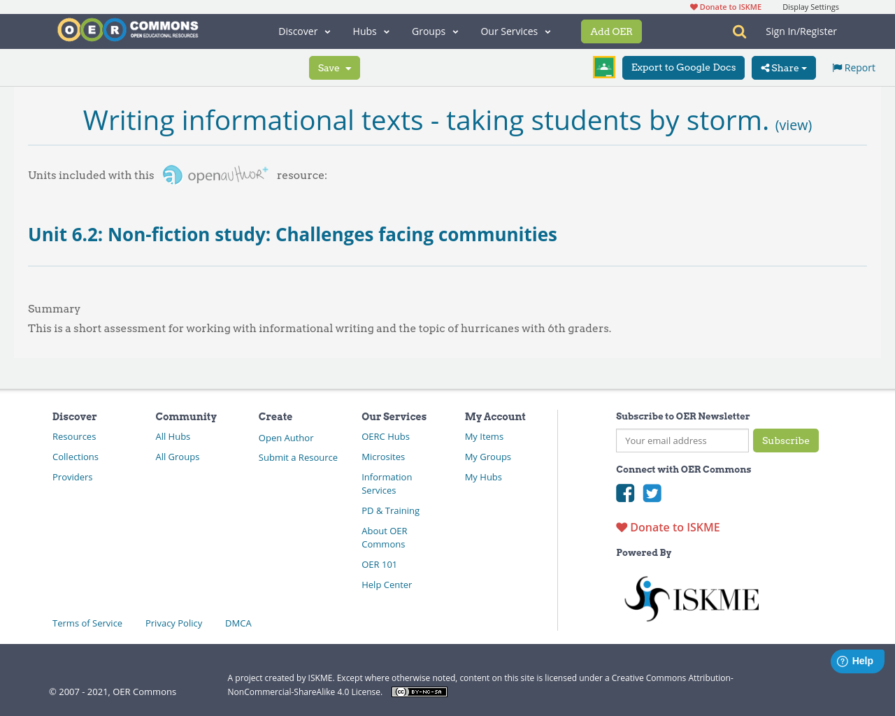Writing informational texts - taking students by storm. | OER Commons