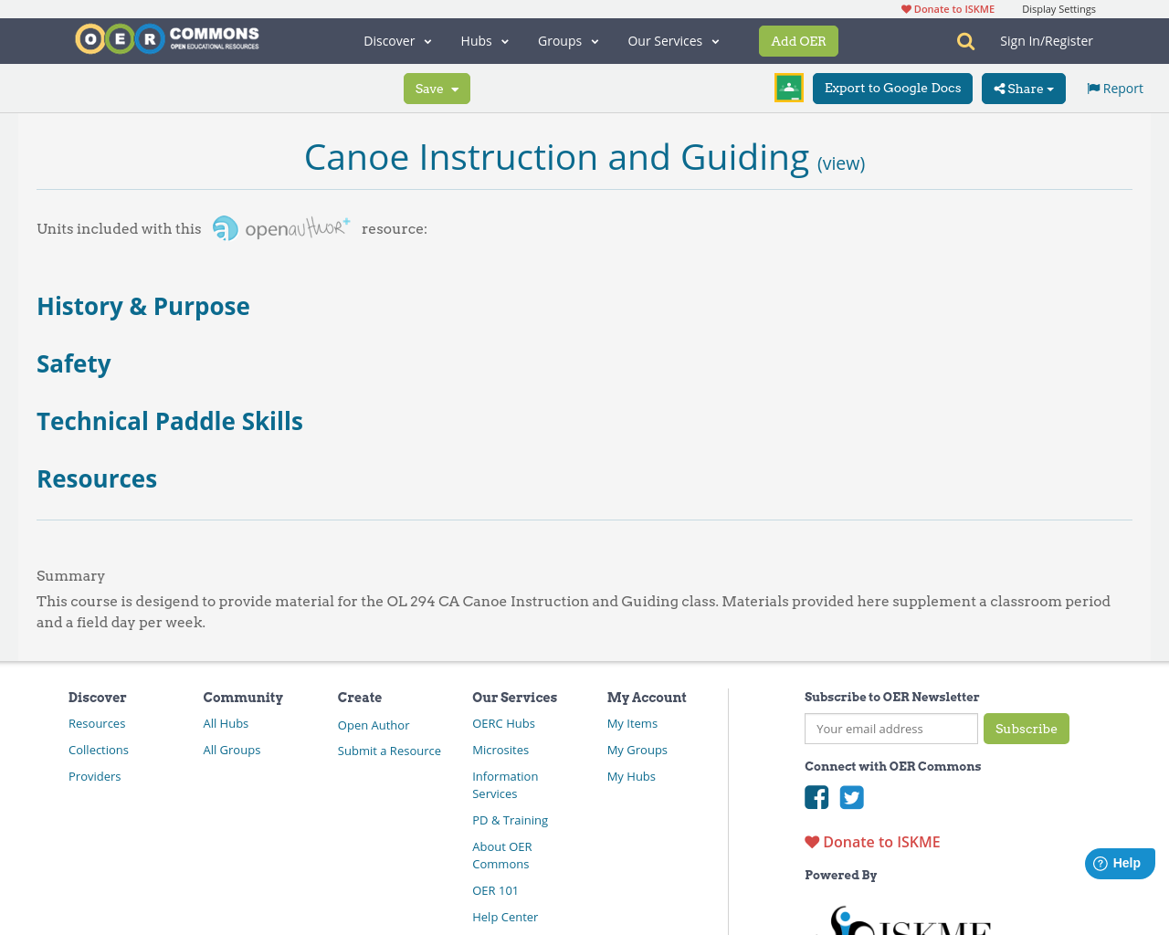 Canoe Instruction and Guiding OER Commons