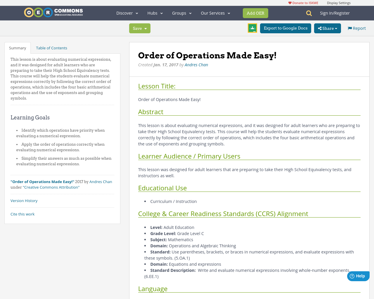 Order Of Operations Made Easy OER Commons