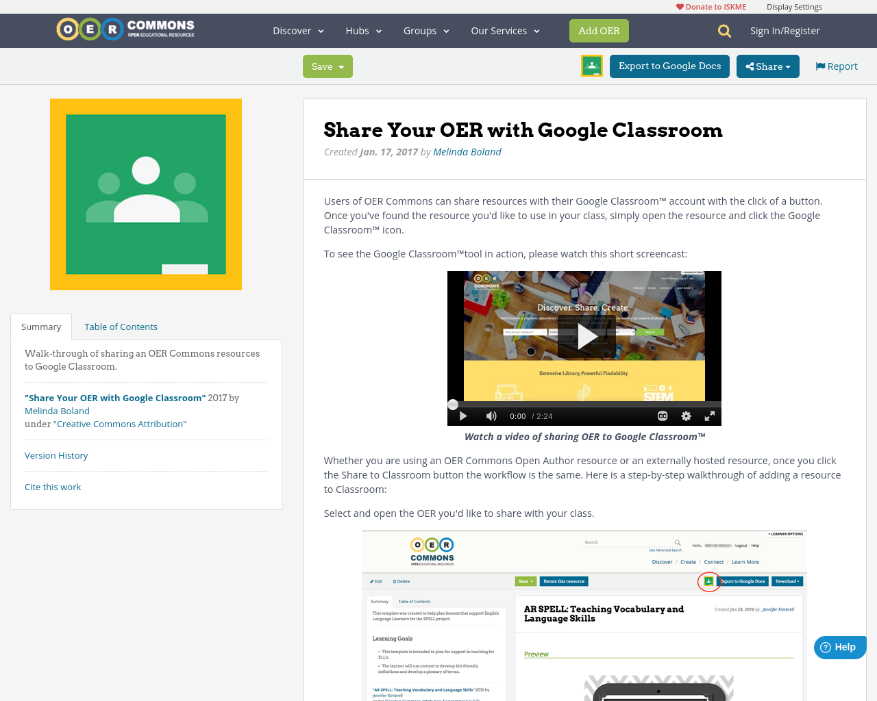 Share Your OER with Google Classroom OER Commons