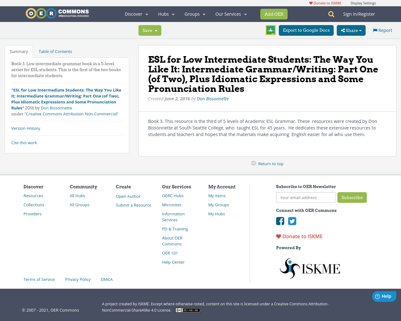 ESL for Low Intermediate Students: The Way You Like It: Intermediate  Grammar/Writing: Part One (of Two), Plus Idiomatic Expressions and Some  Pronunciation Rules | OER Commons