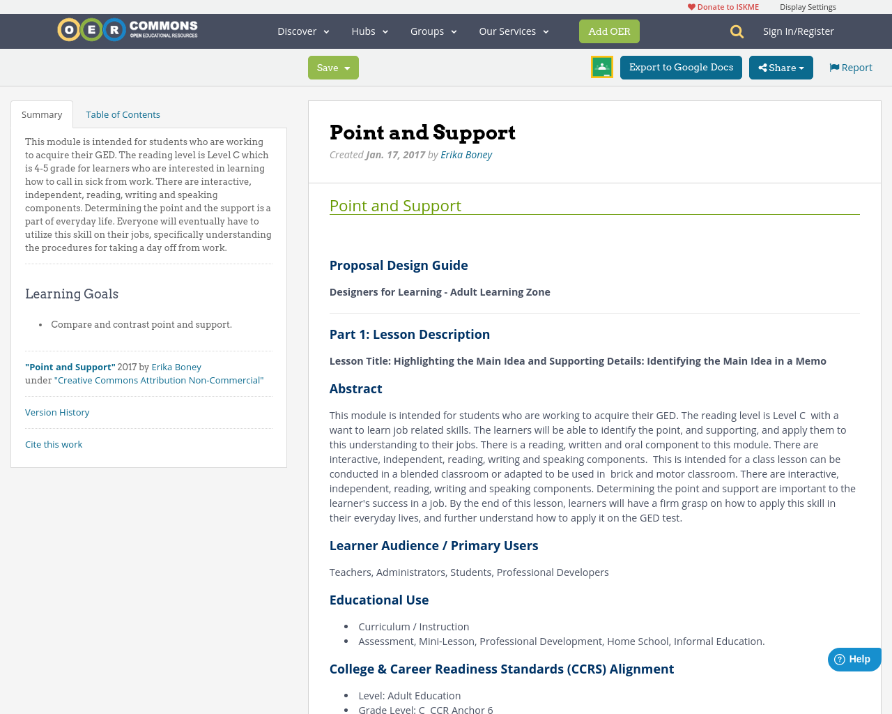 LEGACY RESOURCE - Point and Support | OER Commons